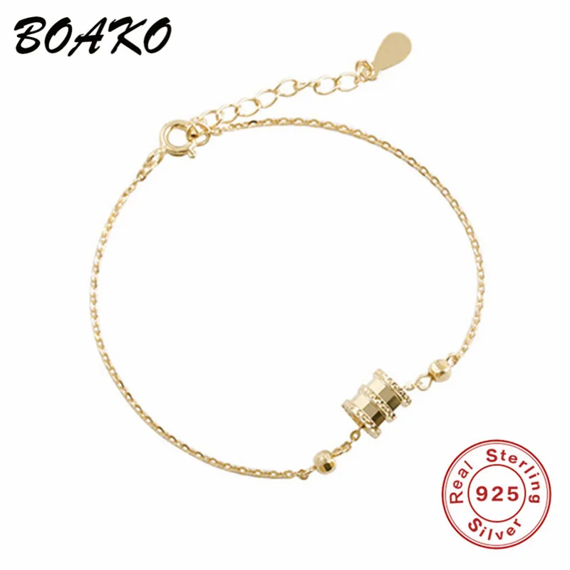 Gold Fashion Charm Bracelet New 925 Sterling Silver Bracelets for Women Simple Minimalist Link Chain Bracelets Bangle Jewelry - Окраска металла: Gold