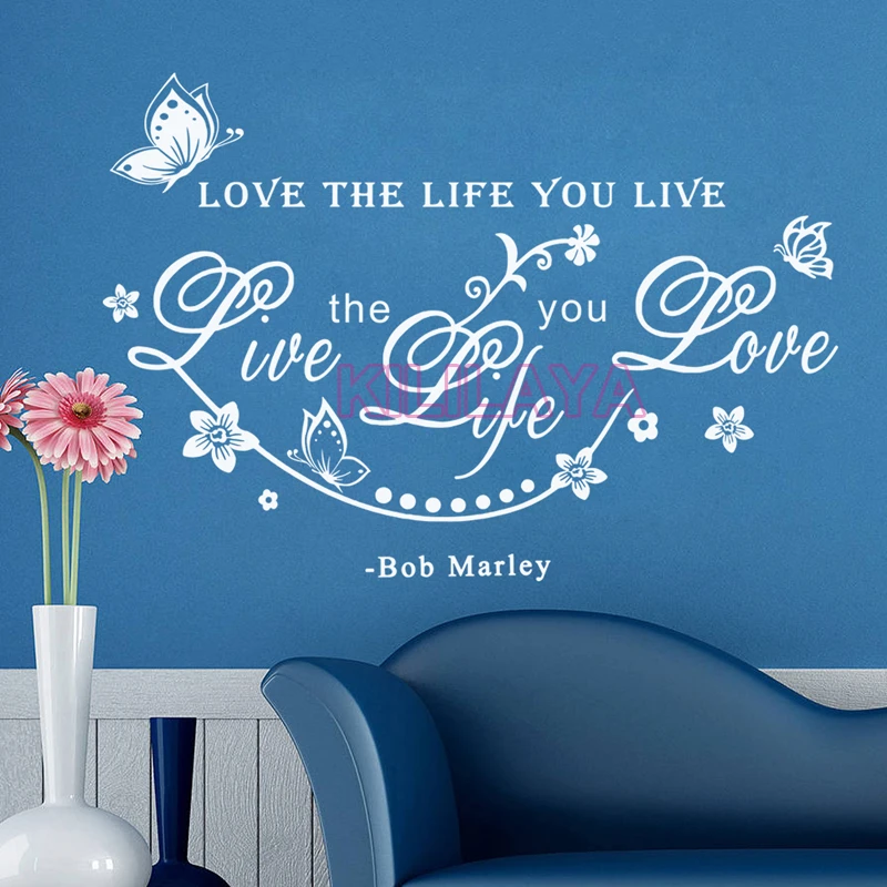 Love The Life You Live Butterfly Flower Vinyl Wall Stickers Wallpaper For Living Room Bedroom Home Decor Wall Decal Wall Art Sticker Printing Machine For Sale Sticker Paperwallpaper Babies Aliexpress