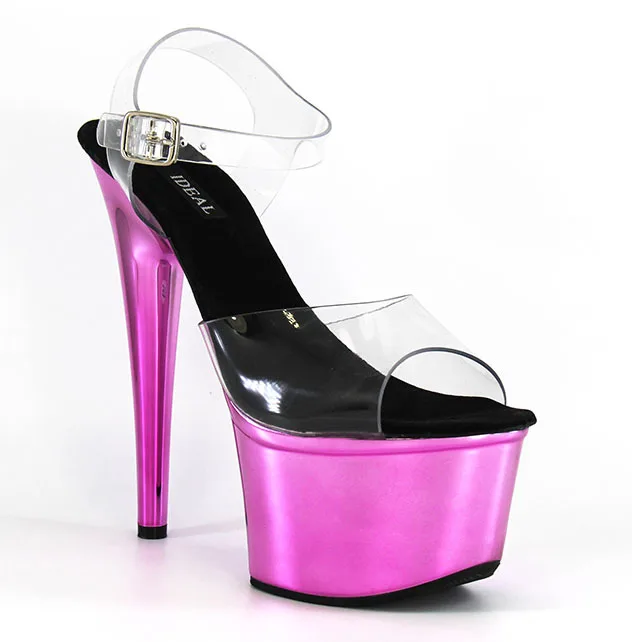 

2018 New 15/17 Cm Super High-heeled Shoes Electroplated Mirror Model Walking Show Steel Tube Dance Sandals Exported From Europe