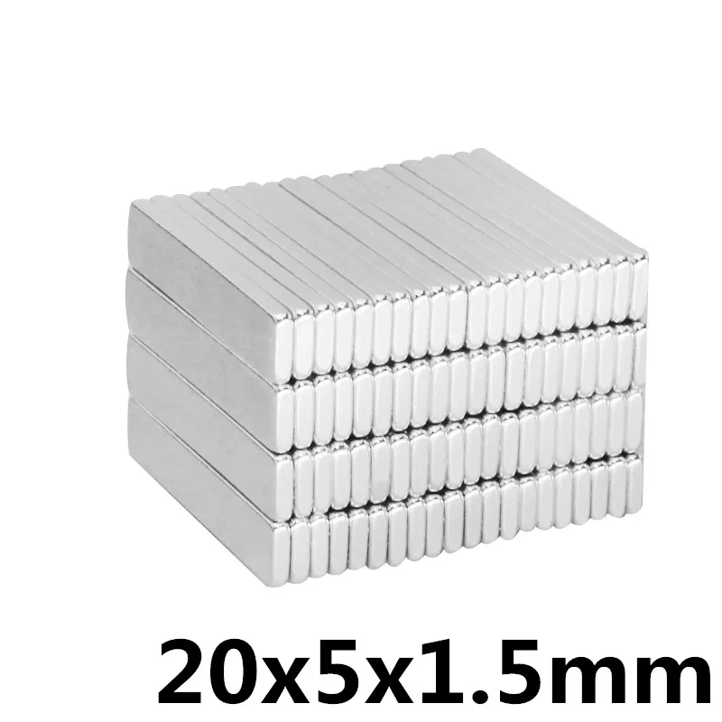 

20pcs 20 x 5 x 1.5 mm N35 Super Strong Small 20*5*1.5mm Neodymium Magnets Rare Earth Powerful Magnet big magnet