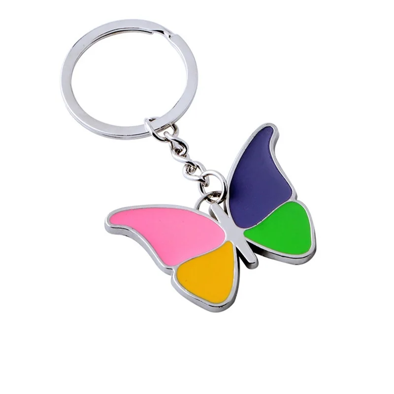 Wholesale pink yellow green blue color Butterfly Keychain Fashion