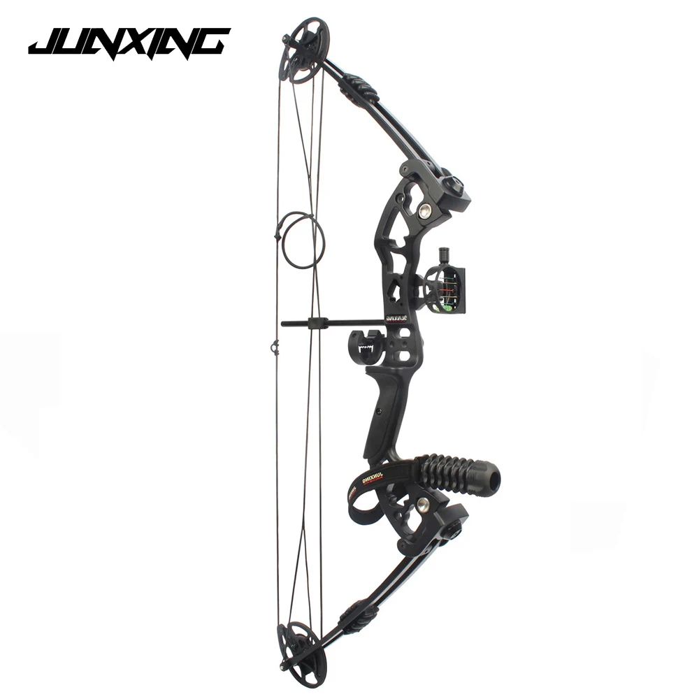 

34 Inches Compound Bow with Sight Brush Stabilizer D-Ring Wrist Ropes and Release Aid for Outdoor Archery Hunting Shooting