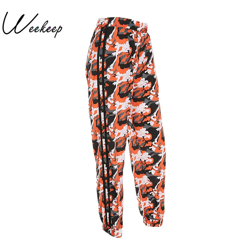 

Weekeep 2017 Fashion Camouflage Ribbon Casual Pencil Pants Women New Autumn Mid Waist Loose Trousers Femme Streetwear Pantalon