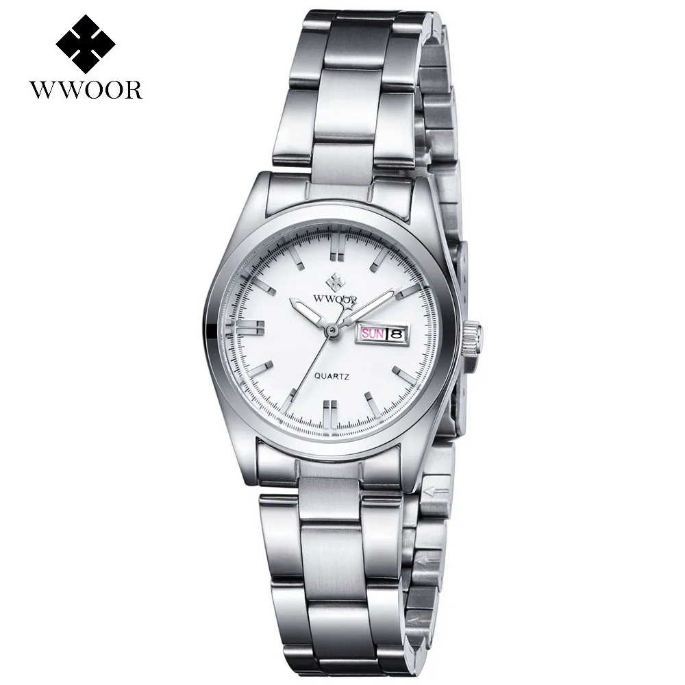 

WWOOR Ladies Famous Wristwatch Female Wrist Watch Women Brand Quartz Watch Girl Quartz-watch Montre Femme Relogio 8804-White