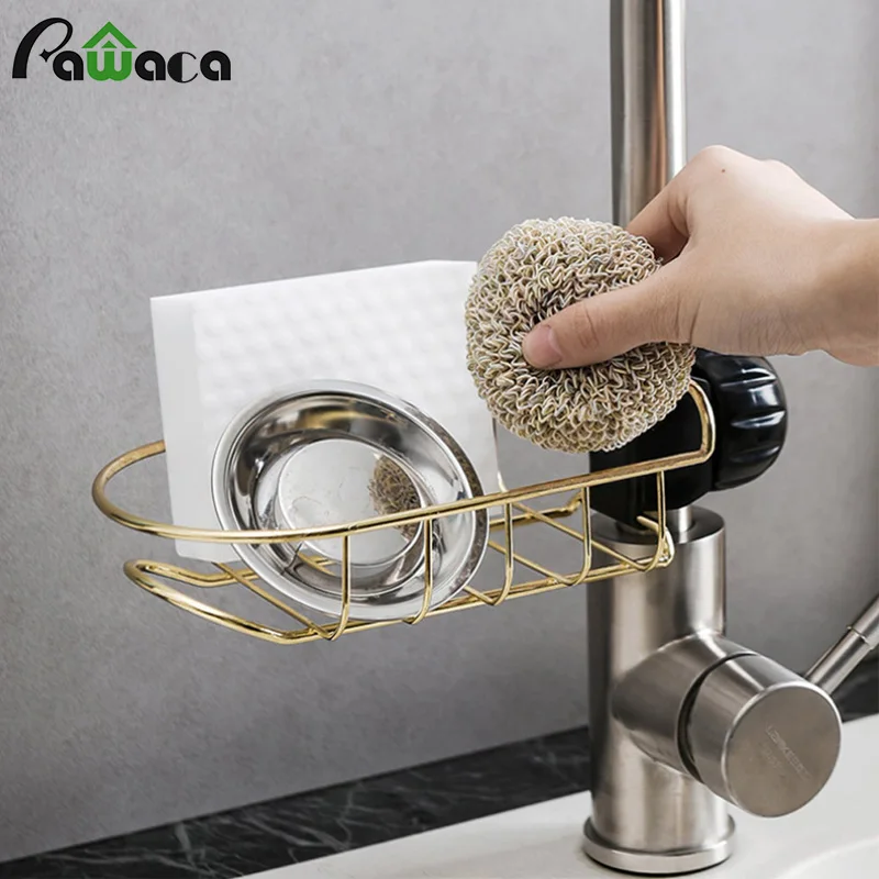 

Kitchen Hanging Soap Sponge Storage Organizer Shelf Drying Rack Basket Bathroom Shower Shelf Storage Holder Sink Accessories