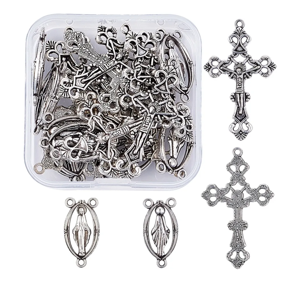 10Set Rosary Cross Center For Rosary Bead Necklace Alloy Crucifix Cross Pendants