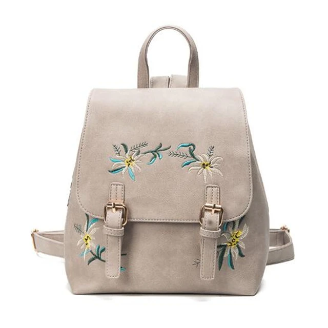 DIDA BEAR Brand Women Leather Backpacks Female School bags for Girls Rucksack Small Floral Embroidery Flowers DIDA BEAR Brand Women Leather Backpacks Female School bags for Girls Rucksack Small Floral Embroidery Flowers Bagpack Mochila