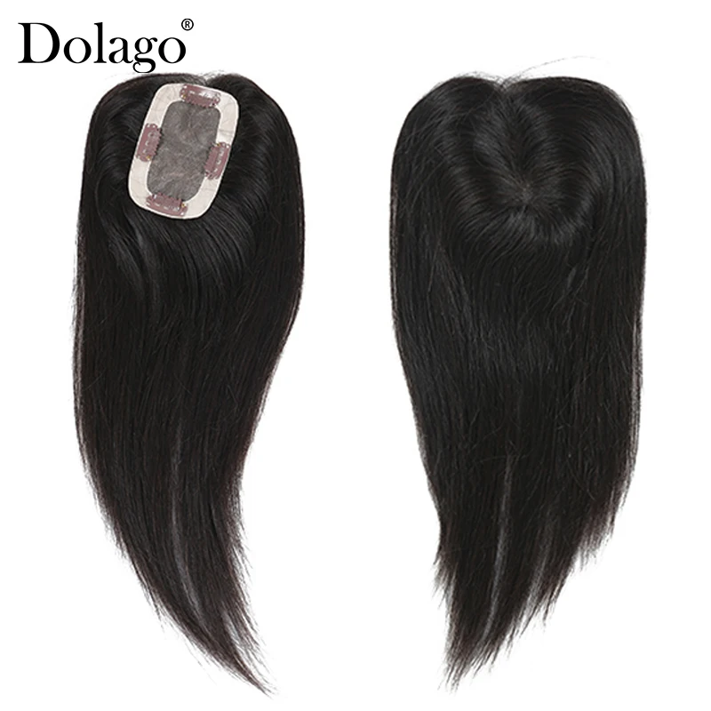 Парик для женщин, бразильские натуральные человеческие волосы на заколках 2,5x4 дюйма, Dolago, 1 шт., натуральный цвет, 130%, объем