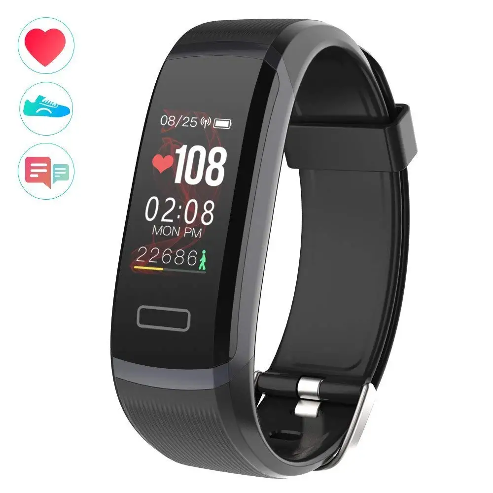 

Longet GT101 Smart bracelet 0.96" Color Screen Fitness Tracker dynamic Real-time Heart Rate Monitor down to sec & stopwatch