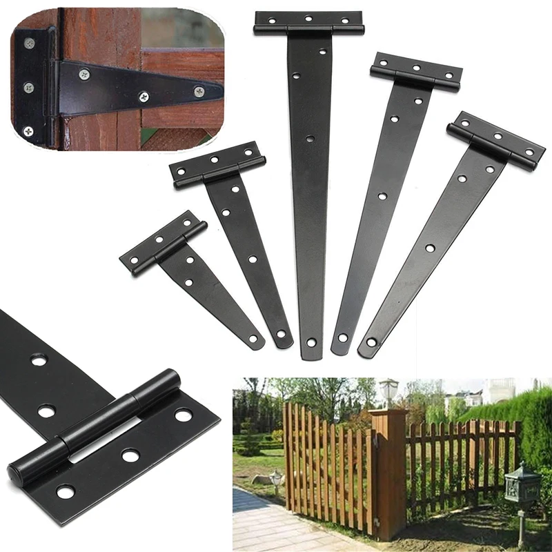 Black Iron Tee Hinge T hinges Shed Door Garden Wooden Gate 4