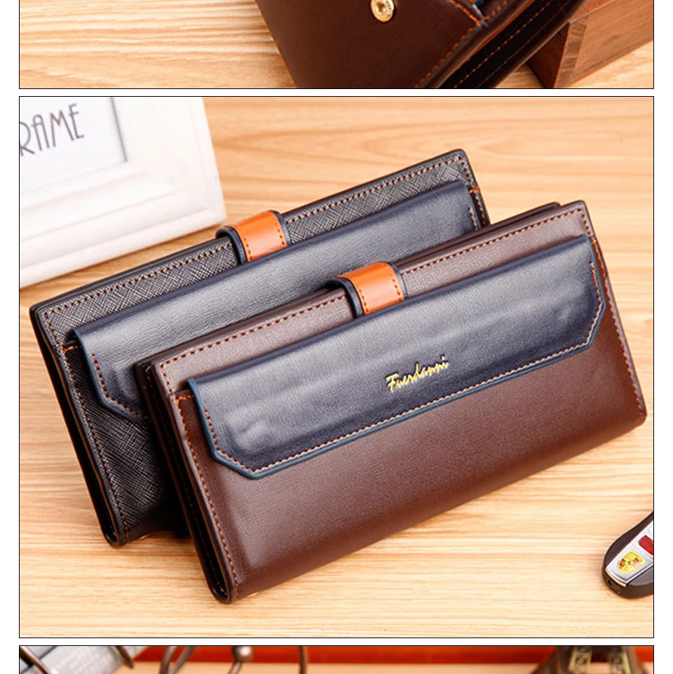 Business Men Wallets Long PU Leather Male Purse Large Wallet for Men Clutch Credit ID Card Holder Man Wallets Black Coin Bag