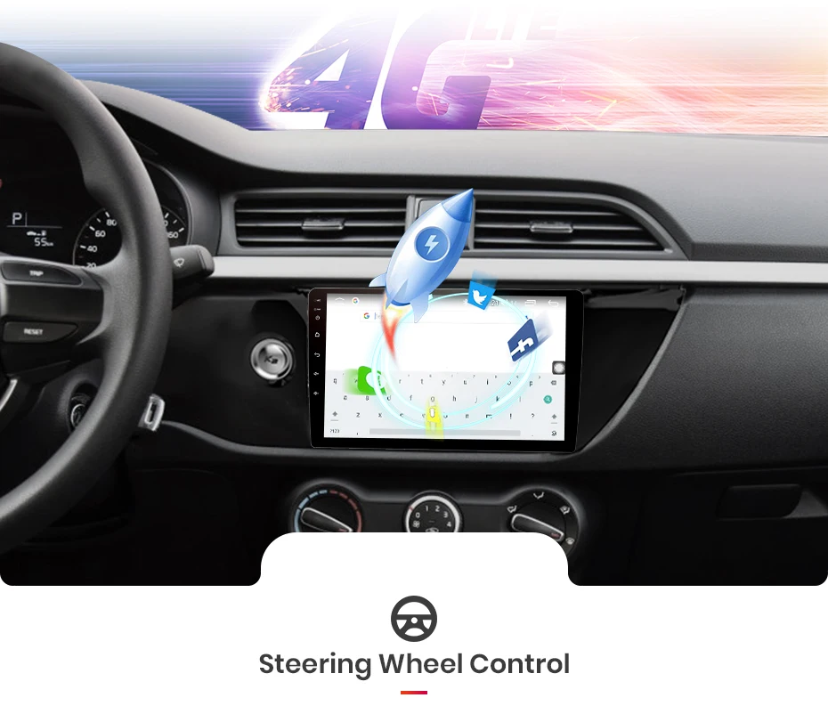 Best AWESAFE Android 8.1 4G+64G Car Radio Multimedia Video Player GPS Navigation CarPlay 2 Din 9" For For KIA RIO 4 2017 sedan no DVD 9