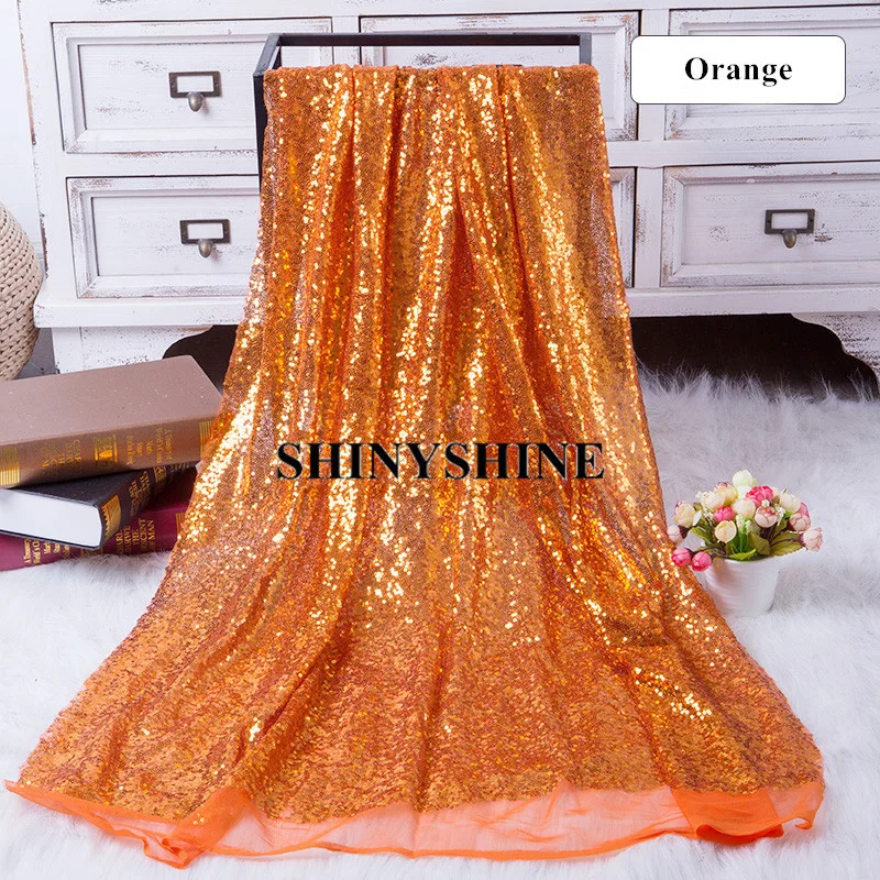 

1 Yard Sequin Fabric Material Orange Sparkly Fabric For Clothsing Making Wedding Party Events Table Covers Decor