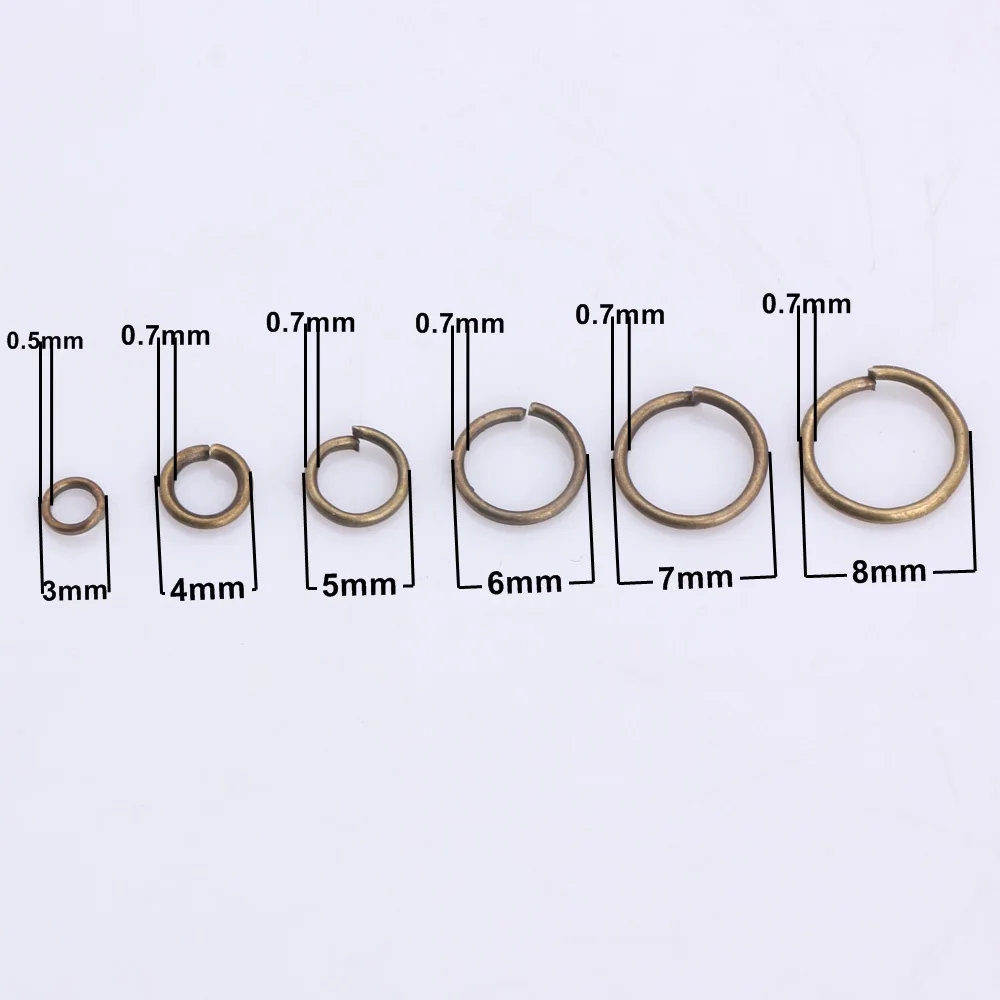 

OlingArt 620pcs Dia 0.7MM bronze plating Jump Ring 3mm/4mm/5mm/6mm/7mm/8mm link loop Mixed size DIY Jewelry making Connector