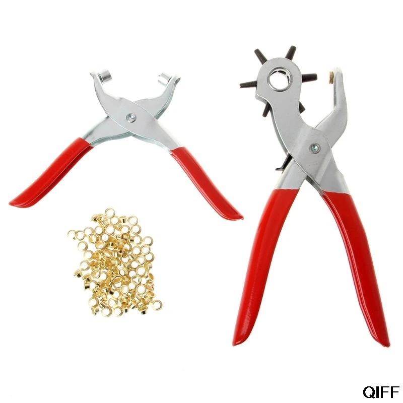 

2pcs Leather Band Strap Drilling Hand Pliers Belt Hole Pouch Plier With Eyeylets Grommet Setting Tool June 25