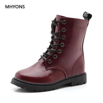 

MHYONS 2019 Autumn Girls Boots Kids British Style Fashion Martin Boots Winter Girls High Cylinder Waterproof Boots Boys Shoes B3