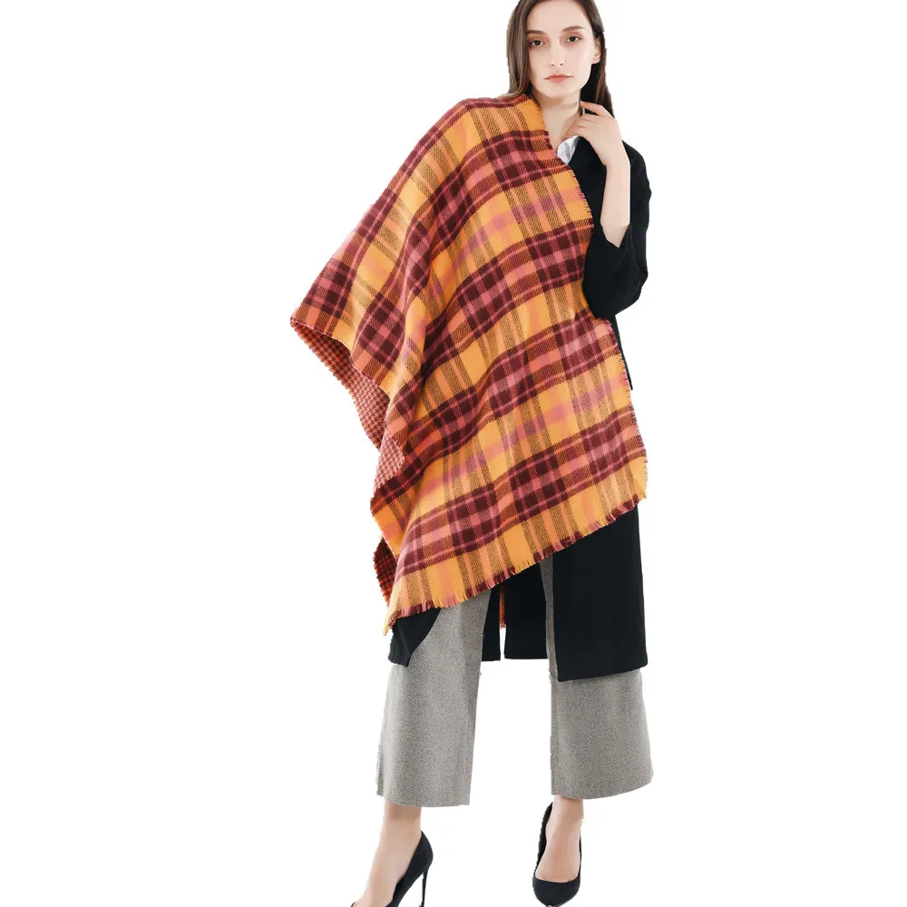 

[BQACCES] 2018 Winter Thick Warm Cashmere Like Scarves Women Tartan Plaid Acrylic Blanket Scarf Tassel Brand Pashmina Shawl Wrap