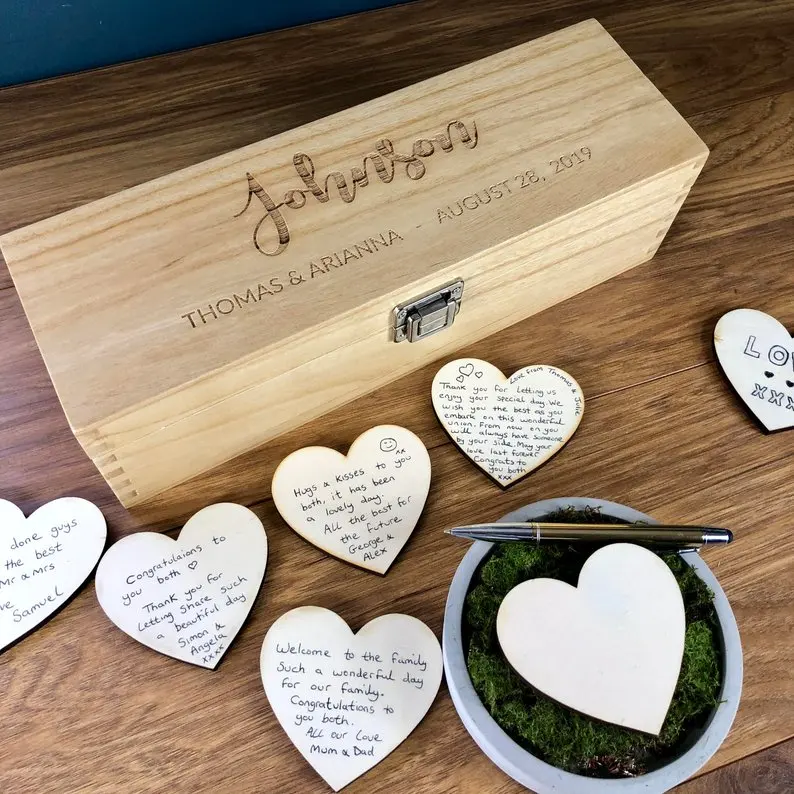 

Personalised Wedding Guest Book Birthday Gift Remember Box Alternatives Guestbook Sign Custom Guest Book Rustic Wedding Box