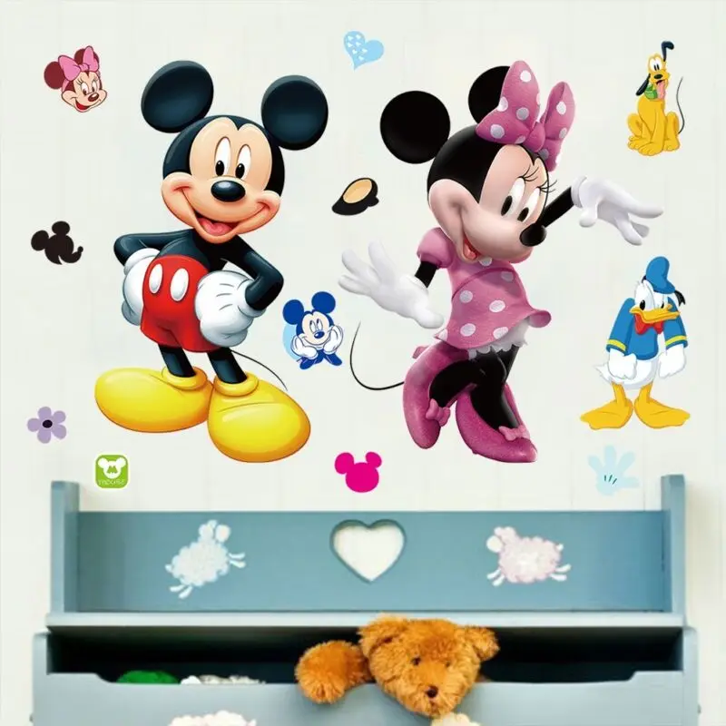 FAROOT Mickey Mouse Minnie Vinyl Mural Wall Sticker Decals Kids Nursery Children Room Decor Cartoon WS