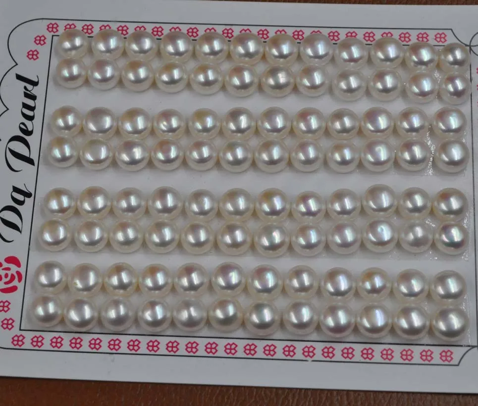 

AAA wholesale 1 card 7mm button half drilled freshwater cultured pearl