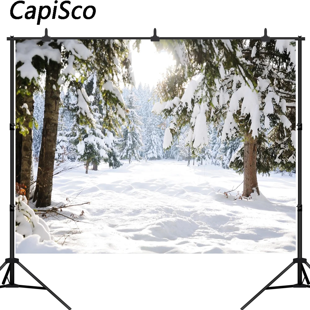 

Capisco background photography winter Forest snow tree Christmas backdrop Customized Photographic Backdrops For Photo Studio