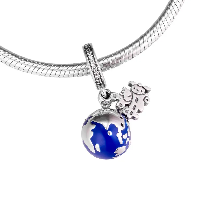 

Cartoon Mouse Travel the World Blue Silver Charms for Jewelry Making 2019 Silver 925 Jewelry DIY Charms for Bracelets & Bangles