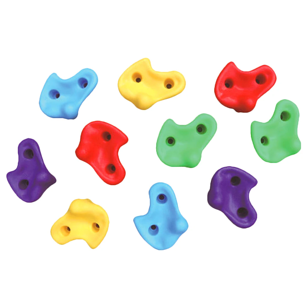 10pcs Rock Climbing Holds for Kids with Installation Hardware - Climbing Grips for DIY Rock Stone Wall -Large