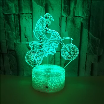 

New Crack Base Ride Motorcycle 3D Illusion Night Light USB 7 Color Flashing Gradient LED Acrylic Sleeping Lamp Children's Gift