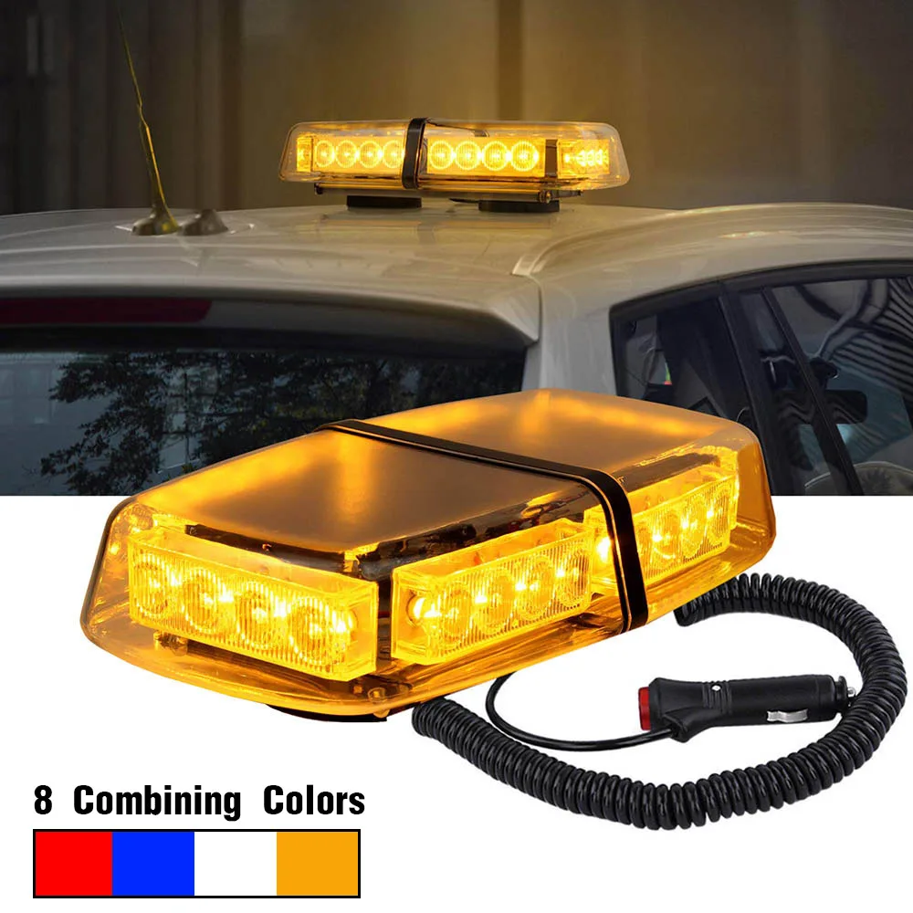 

24 LED Emergency Warning Light Mini Bar Strobe Light for Snow Plow Police Firefighters Trucks Vehicles Magnetic Base 12V