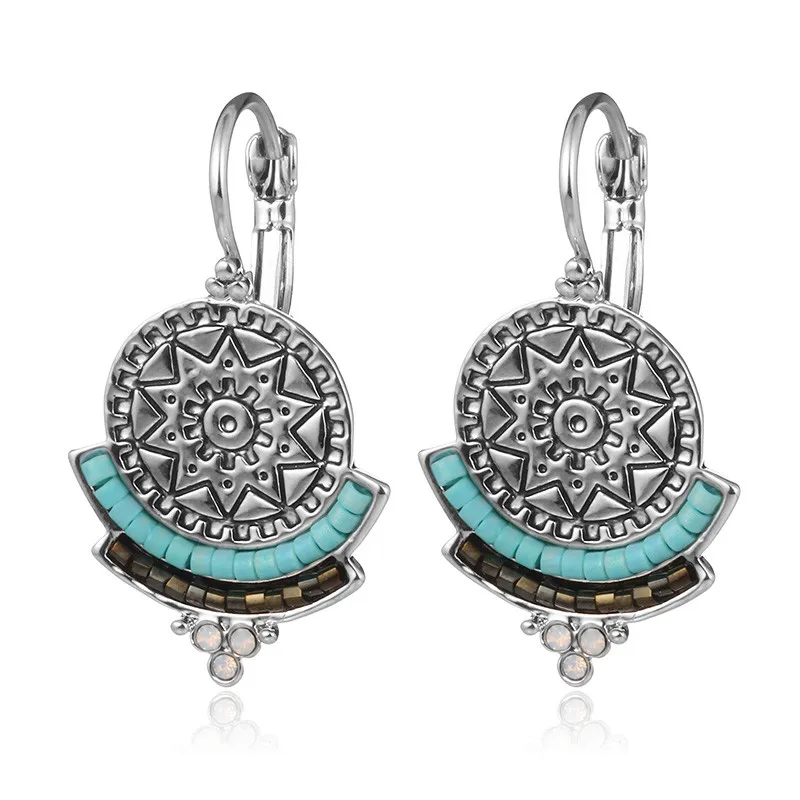 

Vintage Bohemian Retro New Round Drop Earrings Rhinestone Resin Beaded Earring for Women Fashion Jewelry Pendientes Bijoux