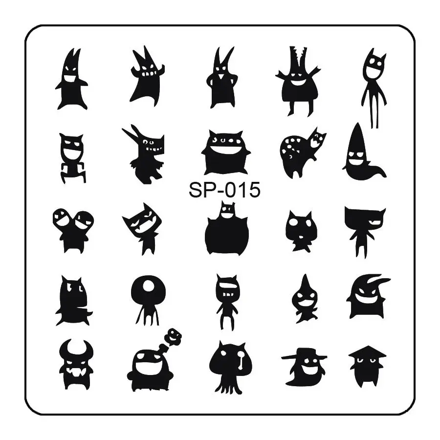 

Square Shape Harajuku Expression Nail Design Plate Dragon Ghost Stamping Template with Protective Layer SP015