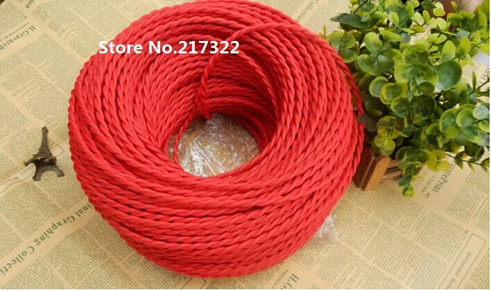 2 м/лот) 2*0,75 мм медный темно-красный винтажный шнур для лампы витой Электрический провод медный Электрический кабель