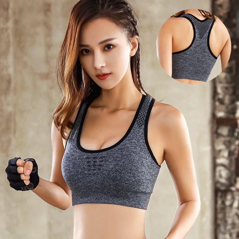 

Womens Sport Bra Fitness active Running Vest Underwear Padded Crop Tops Underwear No Wire-rim Female gym top bras