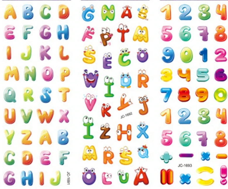 

10Sheets/Set Cartoon Alphabet Letters Number 3D Bubble Sticker Scrapbook PVC DIY Kids Children Education Gift Reward Stickers