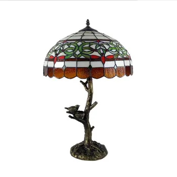 

Tiffany Vintage Handmade Colorful Glass E27 Table Lamp for Foyer Bed Room Bar Apartment H 60cm Reading Light 1009