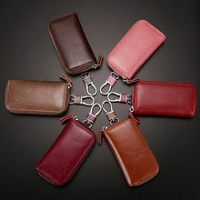 Молния корова кожаные бумажники, ключи большой Capactiy женщин ключ держатель Бизнес воловья мужская сумка для автомобильных ключей многофункциональная для мужчин ключи чехол