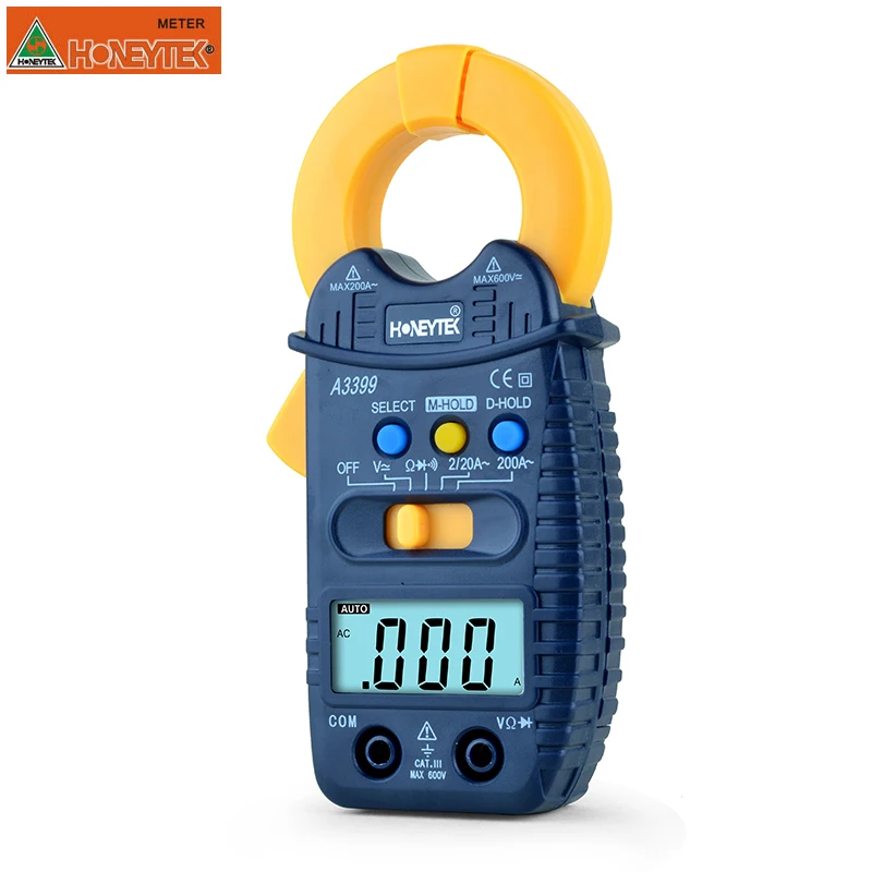 

High Precision A3399 digital clamp meter Current AC/DC voltage Resistance Frequency Tester appliance tester for Home appliance