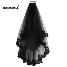 Doragrace Горячая Распродажа Новая простая черная венчальная Фата свадебная вуаль короткая тюль вуаль свадебные аксессуары
