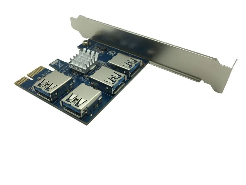 Горячая PCI Express Riser карта PCI-E 1x до 16x1 до 4 PCIE USB 3,0 слот множитель концентратор адаптер для добывания монет Биткойн Майнер BTC машина