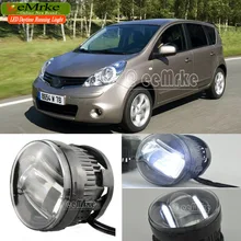 eeMrke Led Guiding DRL For Nissan NOTE 2006~2009 EUROPEAN TYPE 2in1 LED Fog Lights With Q5 Lens Daytime Running Lights