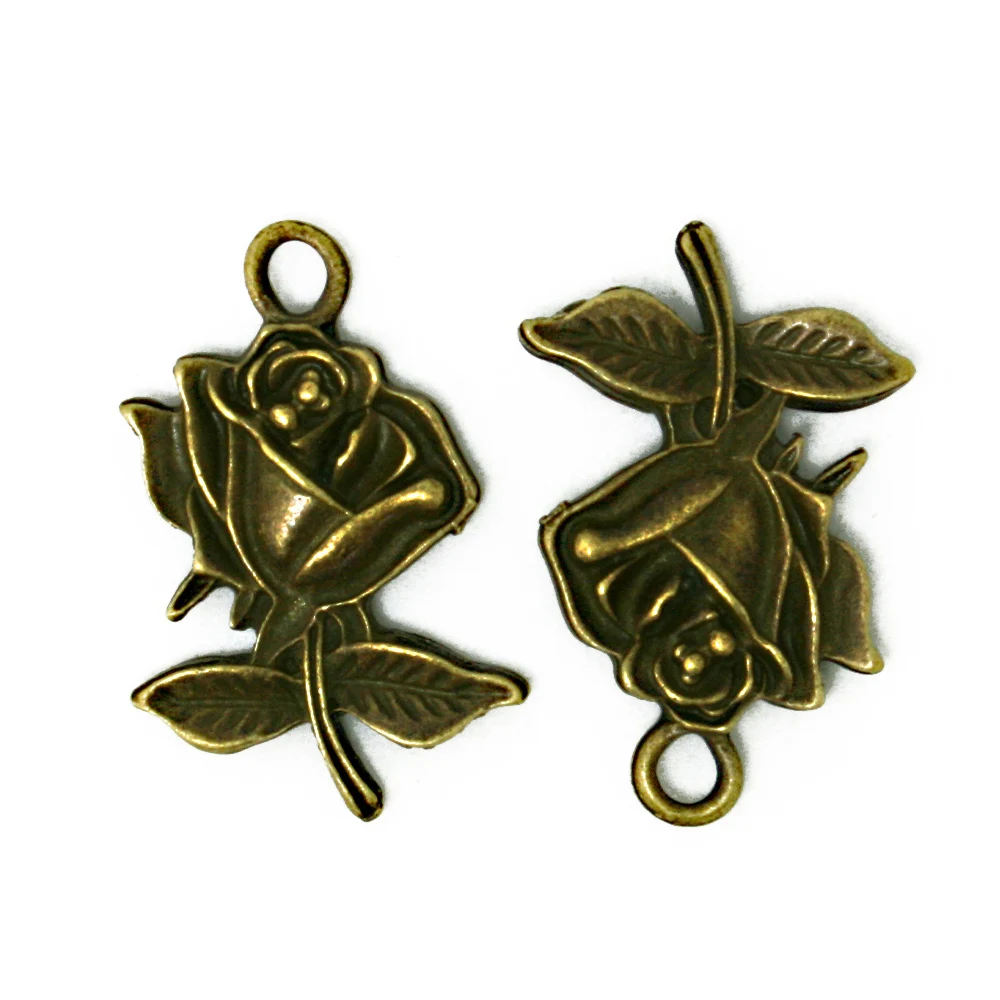 

Latest Designed 18*25mm 10pcs/lot Vintage Antique Bronze Rose Charms Pendant Jewelry findings for DIY fashion necklace BJI206-77