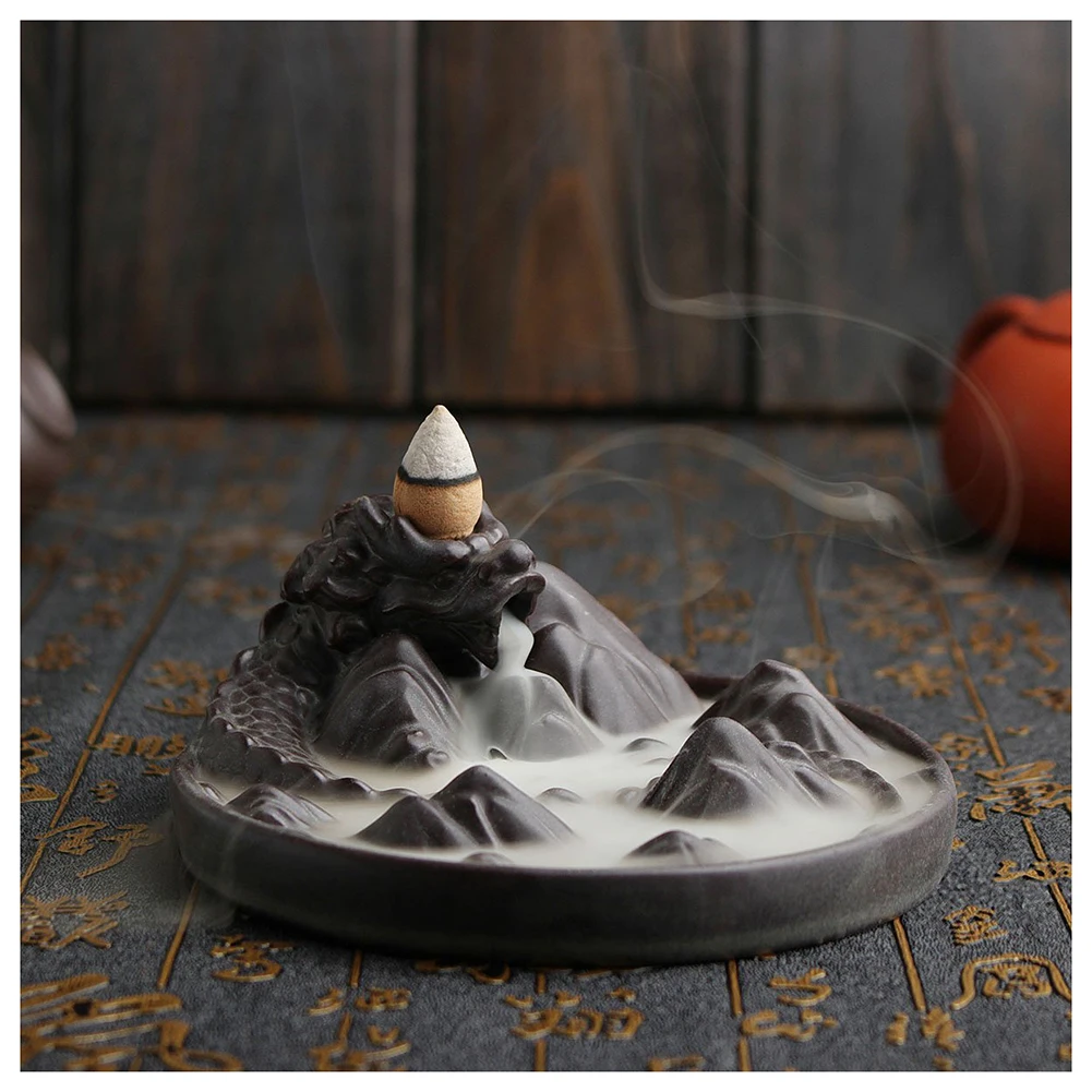 Wholesale HOT Dragon Cone Incense Burner Ceramic Backflow Smoke Holder