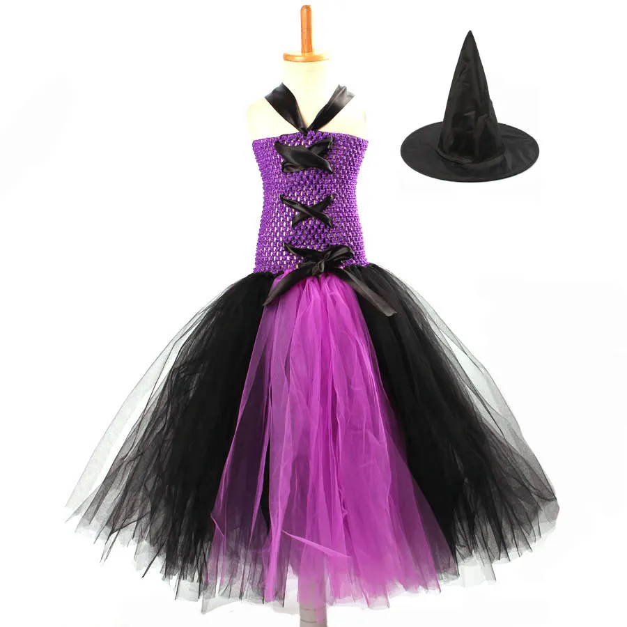 Girls Witch Tutu Costume Kids Fluffy Tutu Dress Children Vestidos Ball Gown for Girls Halloween Party Purim Photo Props (14)