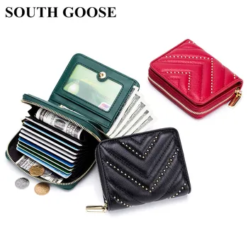 

SOUTH GOOSE 2019 Women Genuine Leather Wallet Multifunctional Organizer Wallets Zipper&Hasp Design Female Card Holder Coin Purse