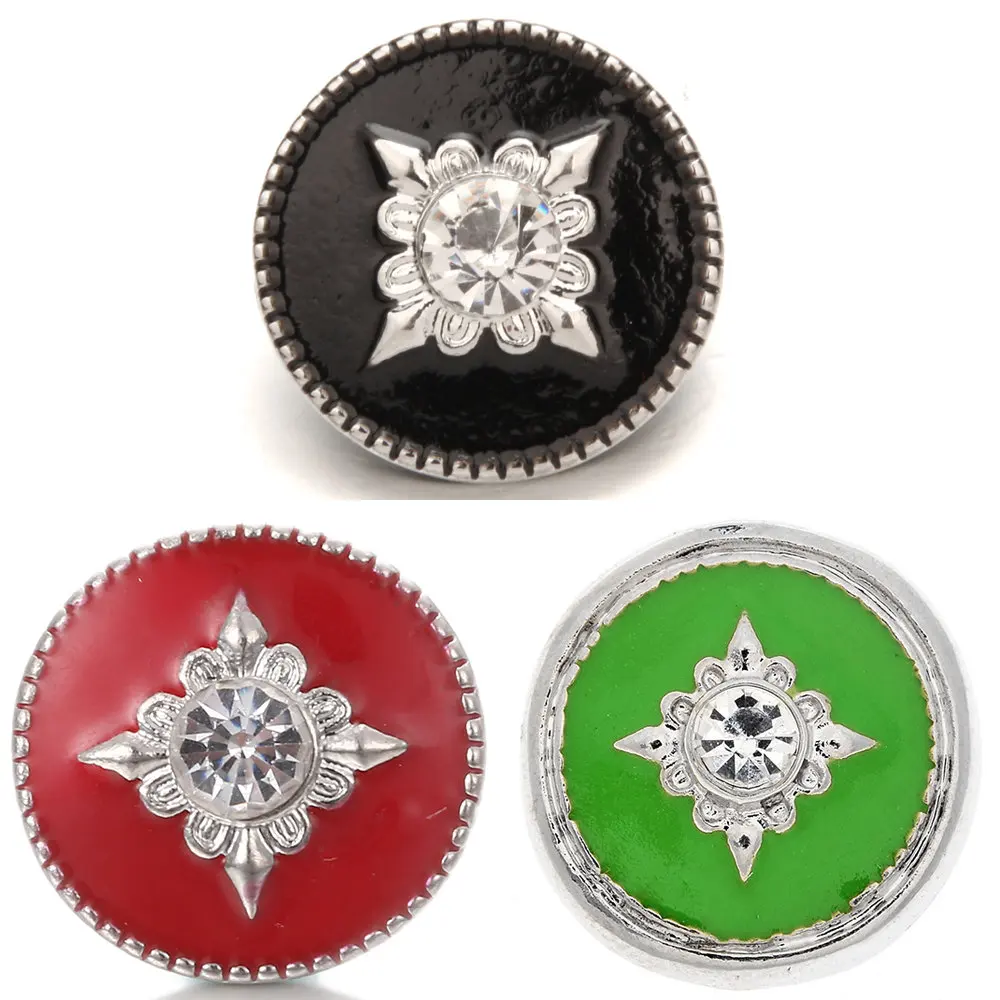 

High Quality 18mm Metal Snap Button Charm enamel button with rhinestone Snap Button Jewelry TZ2010