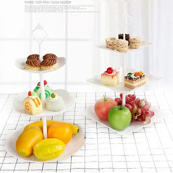 

3Pc/Set European Multifunctional Three-Tier Cake Display Tray Fruit Cake Snack Bowl Dessert Storage Tray Desktop Decorative Tray