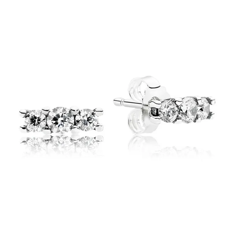 

925 Sterling Silver Branded Earring For Women Sparkling Elegance Earring Studs Cubic Zirconia Fine Europe Jewelry Birthday Gift