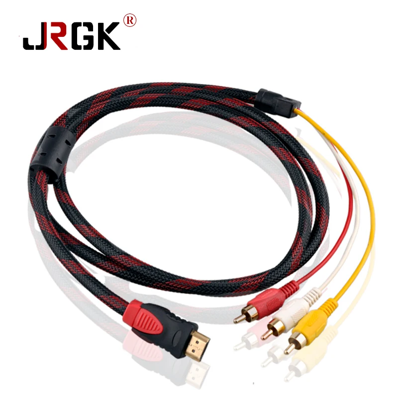 Jrgk Hdmi Cable Hdmi To 3rca Cable Plug Hdmi 19 M/p - Rca For Hd Tv Lcd Laptop Ps3 Projector Computer Cable 1.5m - Audio & Video Cables - AliExpress