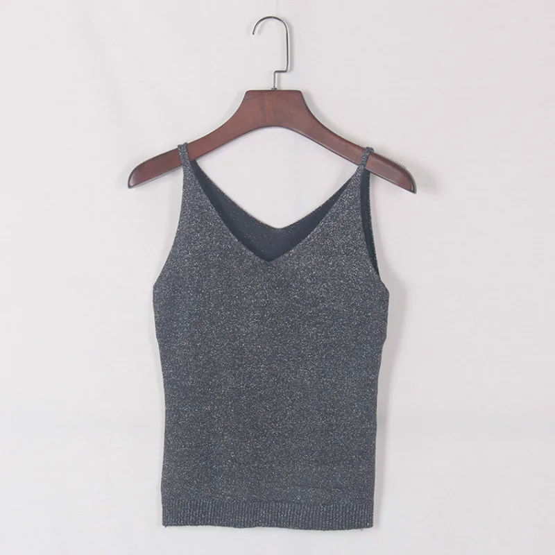 

Sexy Bralette Womens Knitted Camis Tops Summer Fashion Ladies Knit V neck Tops Poleras De Mujer