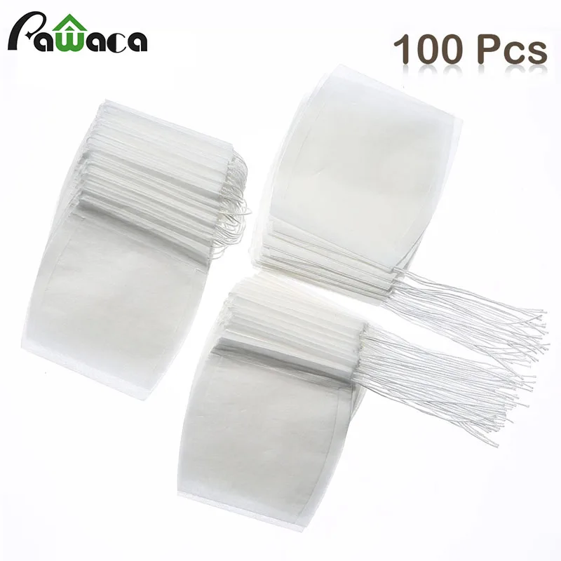 

100 Pcs Bucket Shape Paper Tea Bags Filter Empty Disposable Tea Infuser Bag With Drawstrin for Loose Tea Flower Herb Pouch Spice